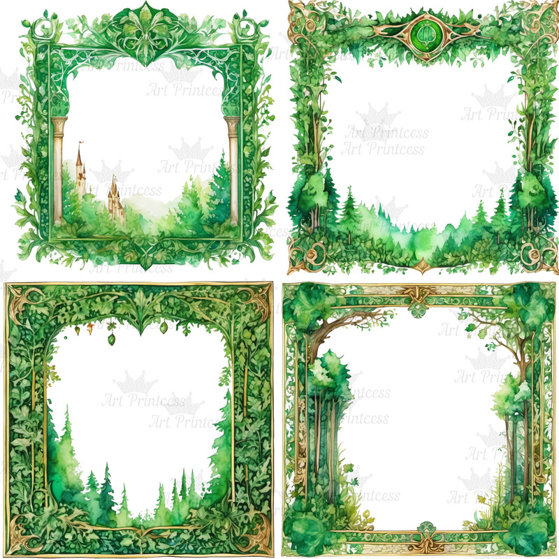 Watercolor Forest Frame Clipart Digital Paper Crafts Frame Border Clipart Card Making Clipart Invit 2