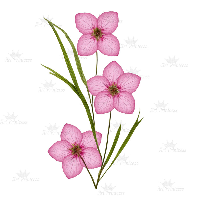 Digital Pink Pressed Flowers Clipart 55 PNG Dried Pink Flowers Transparent Background Pressed Pink 1