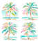 Preppy Palm Tree Watercolor Clipart PNG Pastel Tropical Palm Tree Graphics Transparent Background D 3