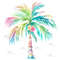 Preppy Palm Tree Watercolor Clipart PNG Pastel Tropical Palm Tree Graphics Transparent Background D 7
