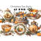 Christmas Tea Party Clip Art Winter Holiday Tea Cups Xmas Tea Pot PNG Holiday Tea Instant Download 0