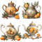 Christmas Tea Party Clip Art Winter Holiday Tea Cups Xmas Tea Pot PNG Holiday Tea Instant Download 2