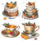 Christmas Tea Party Clip Art Winter Holiday Tea Cups Xmas Tea Pot PNG Holiday Tea Instant Download 7