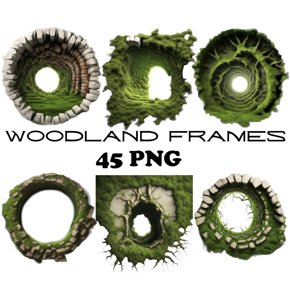 Woodland Border Frames Photo Images PNG Green Forest Overlays For NatureThemed Projects Forest Fram 0