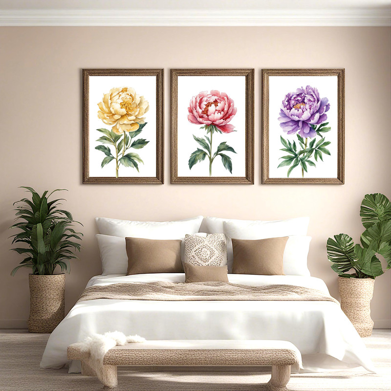 Peony Flower Watercolor Clipart Bundle PNG 12th Anniversary Flowers Graphics DIY Cards Garden Flowe 1