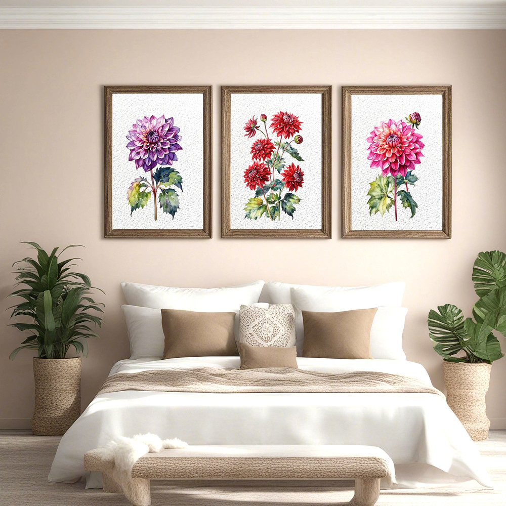 Dahlia Flower Clipart PNG Watercolor Dahlia Flower Clipart Digital Bundle Printable PNG Files For C 1