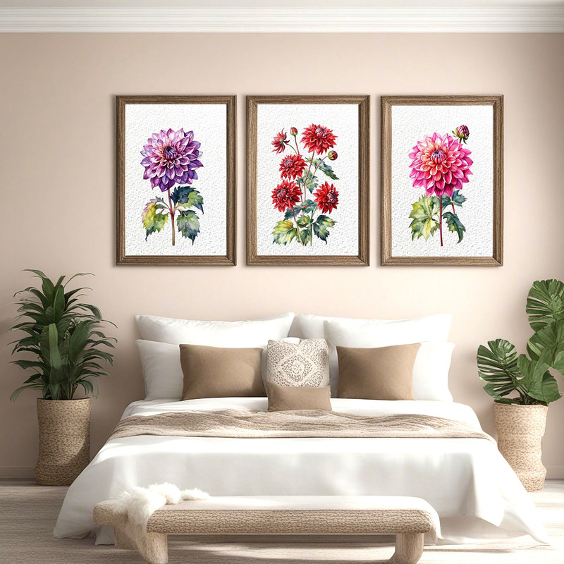 Dahlia Flower Clipart PNG Watercolor Dahlia Flower Clipart Digital Bundle Printable PNG Files For C 1