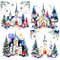 Christmas Church Watercolor Clipart PNG Digital Download Festive Church Illustrations Transparent B 3