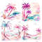 Preppy Palm Tree Watercolor Clipart PNG Pastel Tropical Palm Tree Graphics Transparent Background D 2
