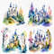 Magical Castle In Forest Watercolor Clipart PNG Bundle Transparent Background Fairytale Watercolor  5