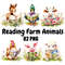 Farm Animals Reading Books Clipart Cute Watercolor Farm Animals PNG Digital Download Sublimation Fi 0