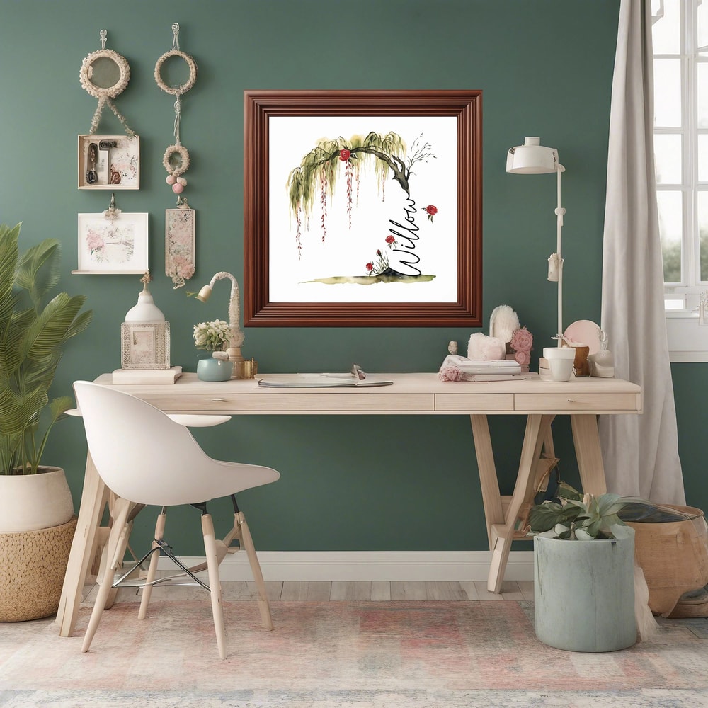 Weeping Willow Tree Watercolor Digital Wall Art Print Willow Tree Name Room Decor Custom Name Willo 4