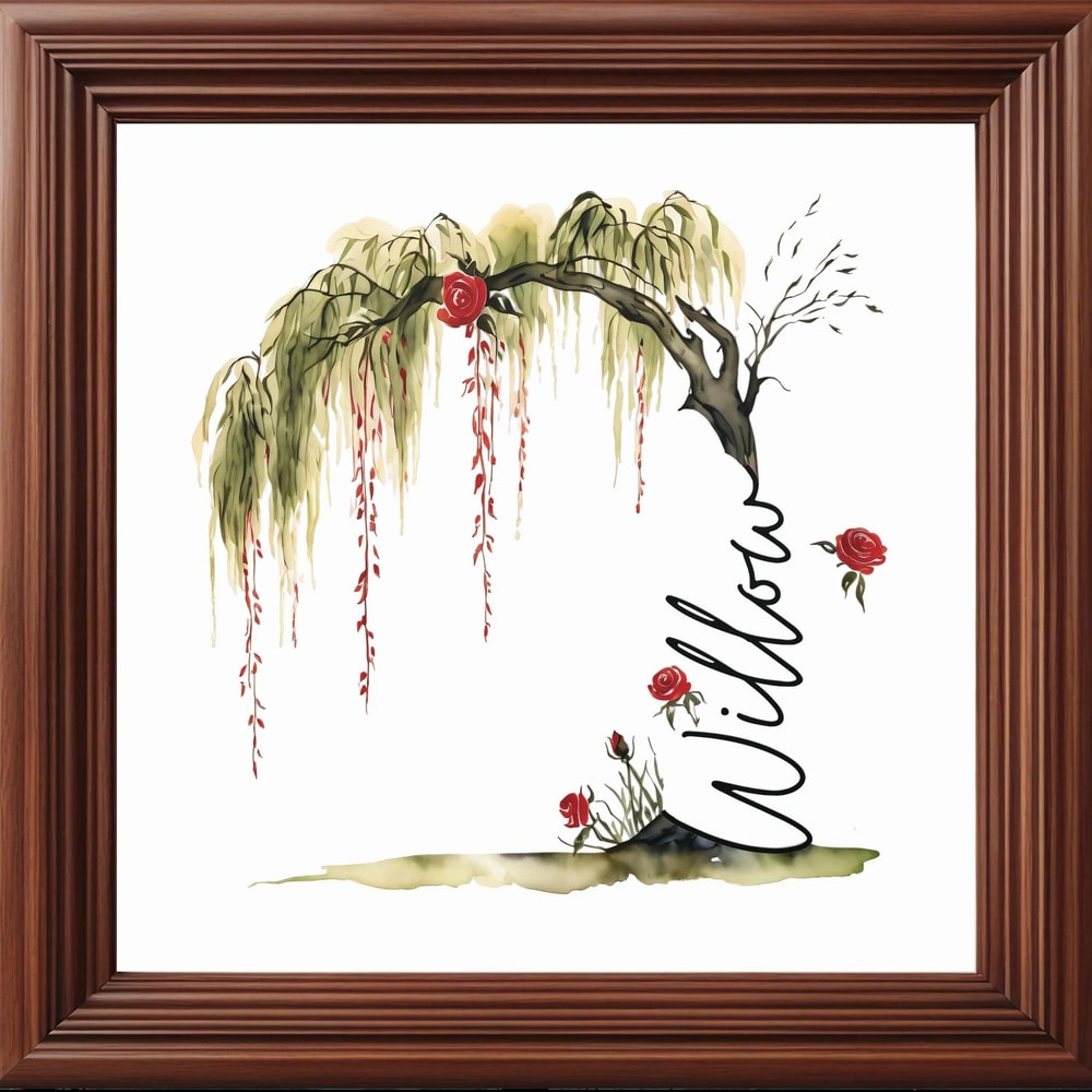 Weeping Willow Tree Watercolor Digital Wall Art Print Willow Tree Name Room Decor Custom Name Willo 5