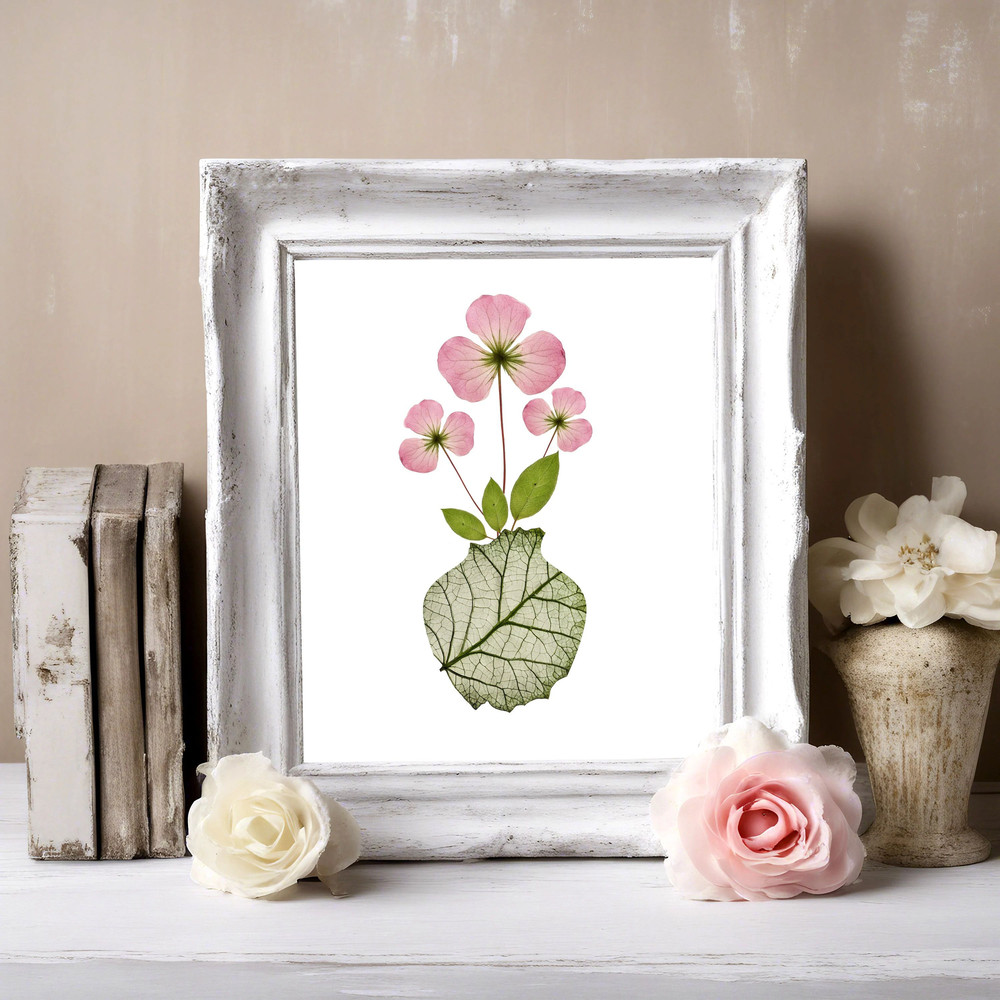 Real Pink Pressed Flowers Printable Wall Art Decor Shabby Chic Floral Room Print Instant Download D 1
