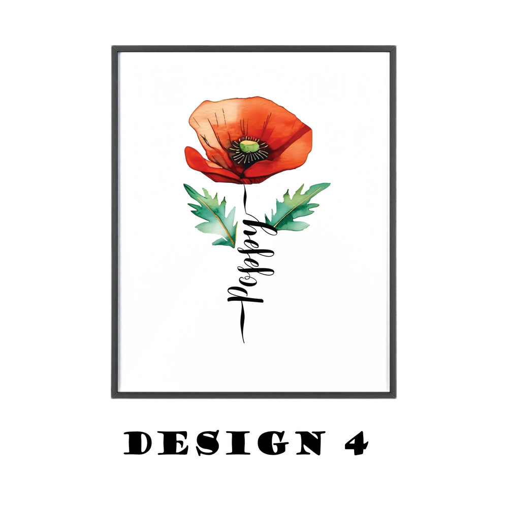 Poppy Flower Custom Name Digital Wall Art Print Poppy Flower Printable Room Decor Custom Name Poppy 7