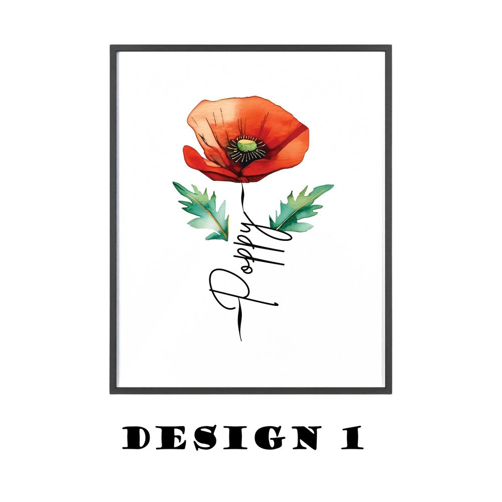 Poppy Flower Custom Name Digital Wall Art Print Poppy Flower Printable Room Decor Custom Name Poppy 4