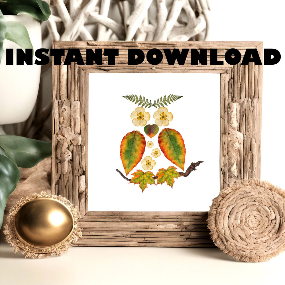 Pressed Wildflowers Art Printable Wall Decor Pressed Buttercups Flowers Wall Decor Floral Owl Art P