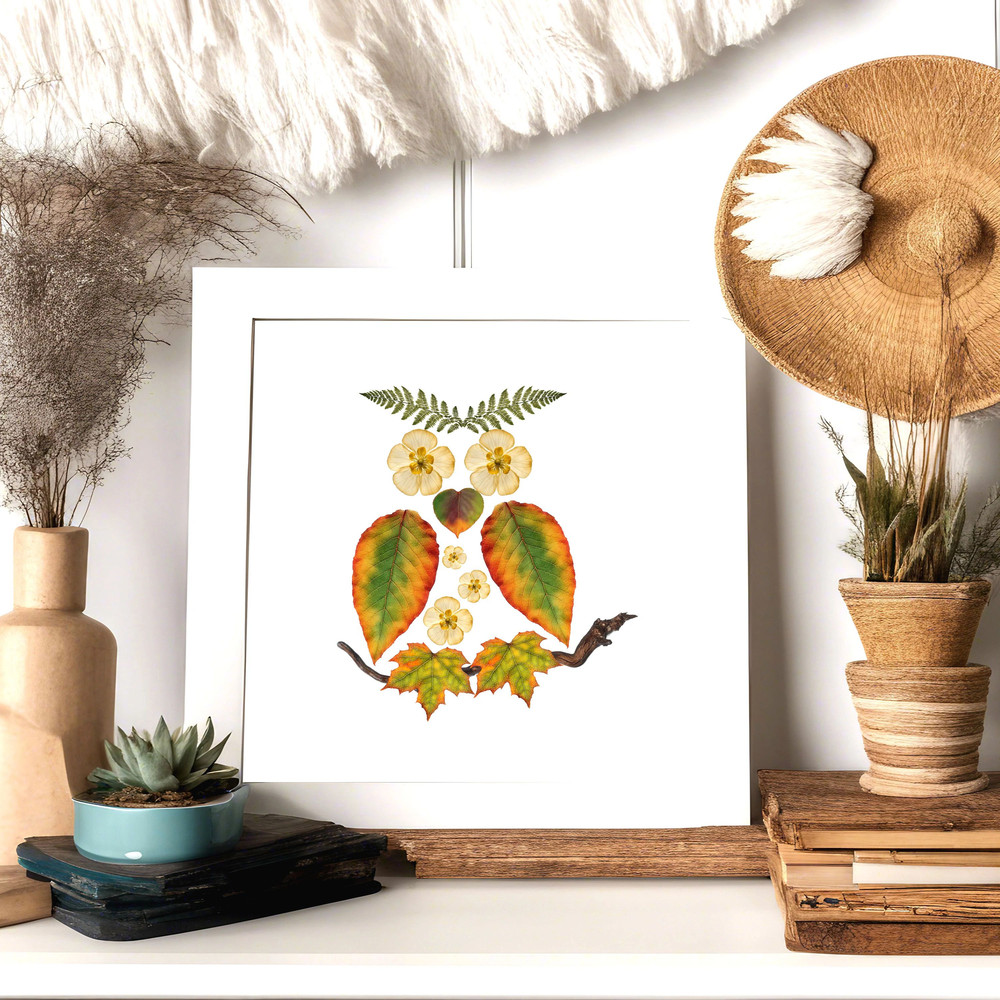 Pressed Wildflowers Art Printable Wall Decor Pressed Buttercups Flowers Wall Decor Floral Owl Art P