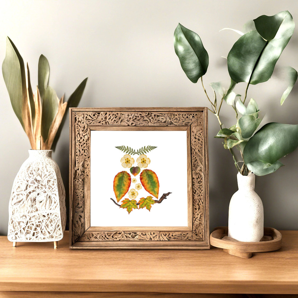Pressed Wildflowers Art Printable Wall Decor Pressed Buttercups Flowers Wall Decor Floral Owl Art P