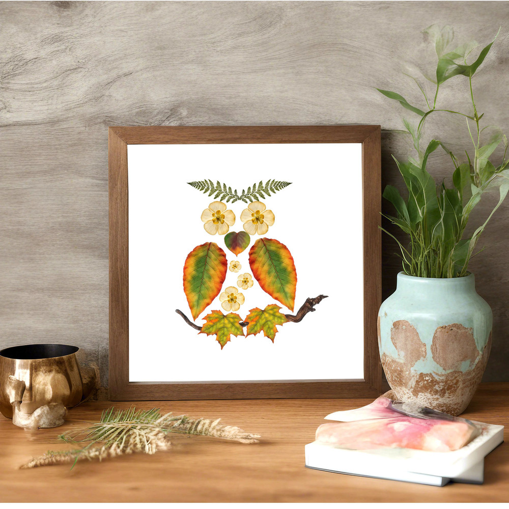 Pressed Wildflowers Art Printable Wall Decor Pressed Buttercups Flowers Wall Decor Floral Owl Art P