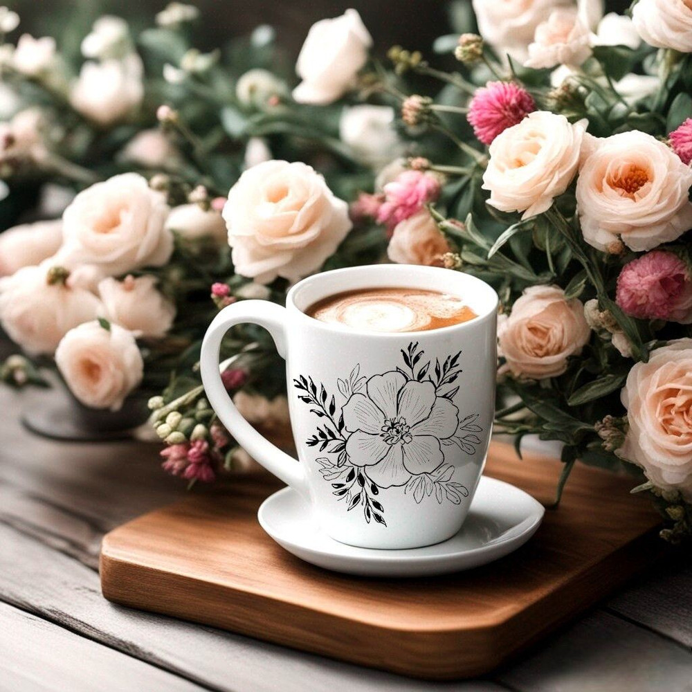 Minimalist Doodle Flowers Clipart Bundle PNG SVG Boho Flowers Outlines PNG Doodle Flowers Sublimati 0