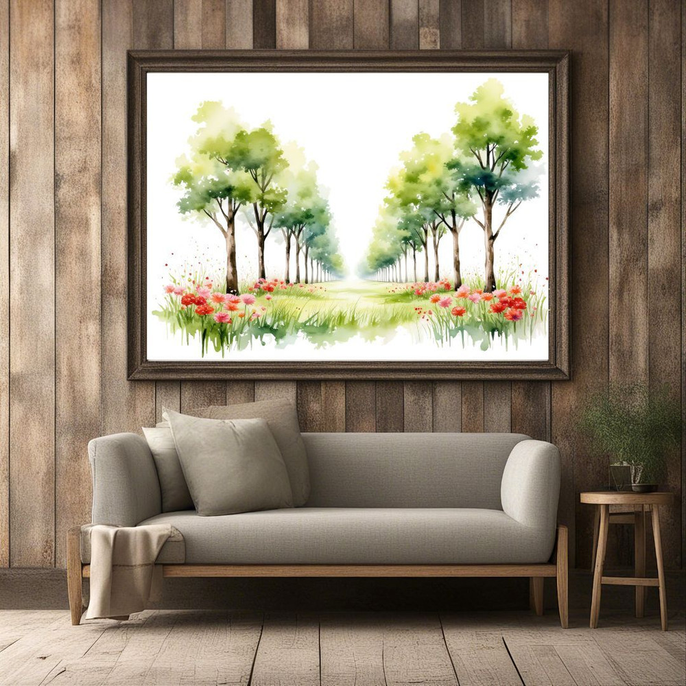 Watercolor Forest Path Clipart Digital Download Illustrations Woodland Alley Graphics PNG Printable 0