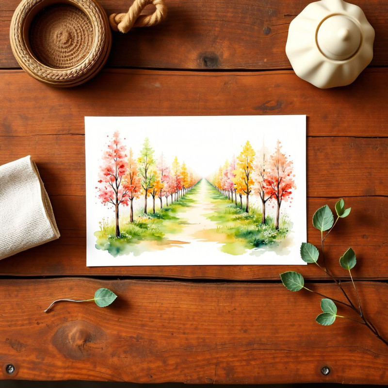 Watercolor Forest Path Clipart Digital Download Illustrations Woodland Alley Graphics PNG Printable 3