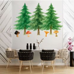 forest trees & mushrooms clipart bundle watercolor png transparent background woodland fungi nature elements sublimation