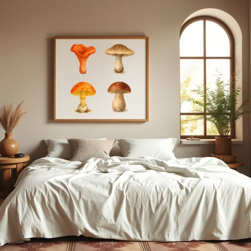 Edible Mushroom Clipart Bundle 64 Watercolor PNG Files Foraging Fungi Art Botanical Kitchen Decor P