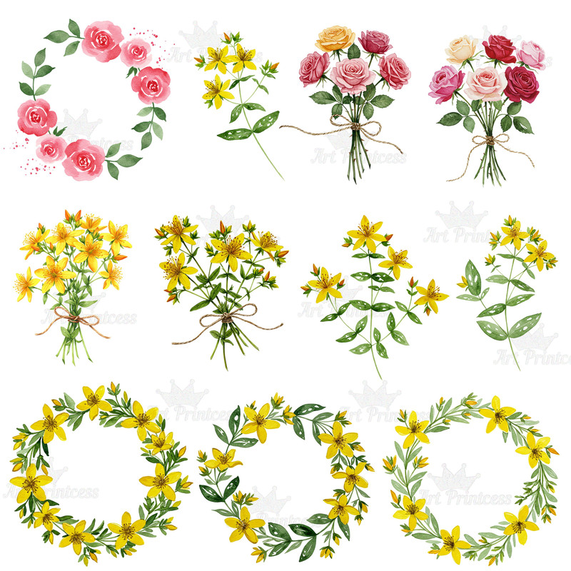 Summer Solstice Herbs Clipart Bundle Botanical Watercolor Clipart Summer Flowers  Herbs Printables 2