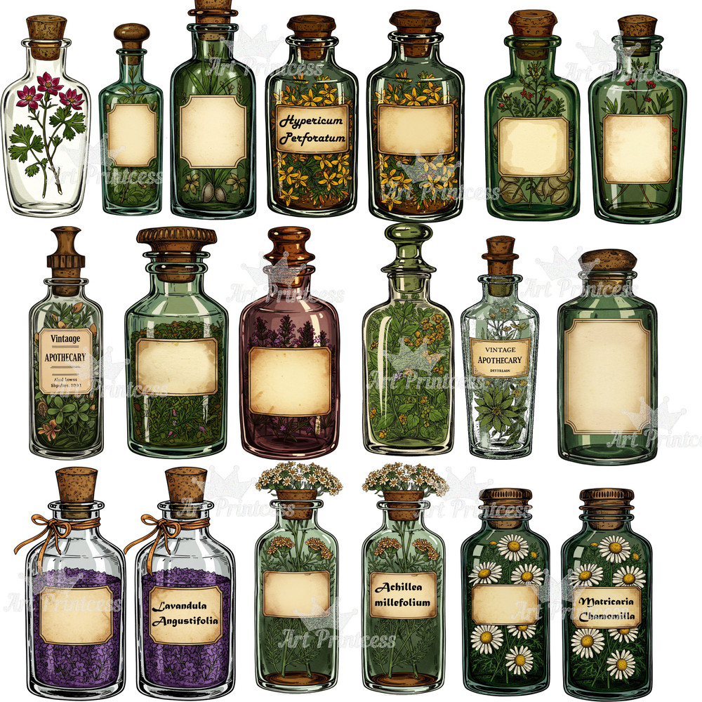 Vintage Apothecary Clipart Bundle Antique Herbalist Alchemist Clipart Pack Digital Download For Dar 5