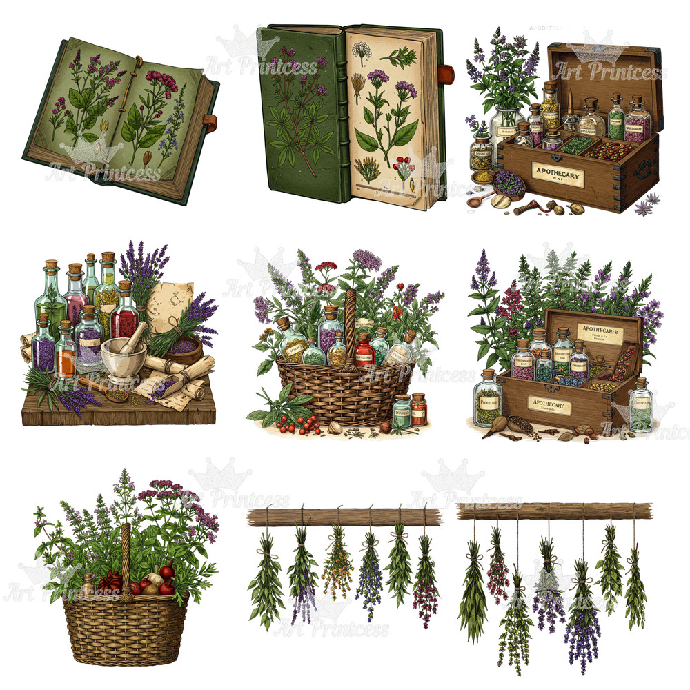 Vintage Apothecary Clipart Bundle Antique Herbalist Alchemist Clipart Pack Digital Download For Dar 10