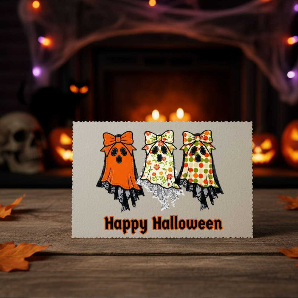 Coquette Halloween Ghosts PNG Bundle Cute Spooky Sublimation Lace Embroidery Floral Pumpkin Designs 3