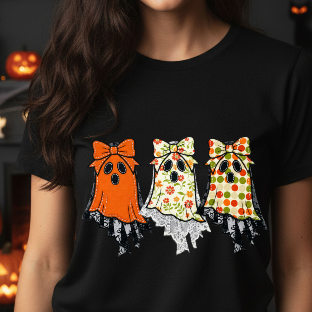 Coquette Halloween Ghosts PNG Bundle Cute Spooky Pintables Lace Embroidery Floral Pumpkin Designs C 12