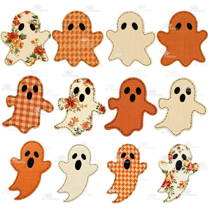 Cute Fabric Ghosts Clipart PNG Bundle Vintage Halloween Digital Download Spooky Season Sublimation 6