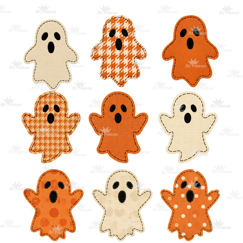 Cute Fabric Ghosts Clipart PNG Bundle Vintage Halloween PNG Spooky Season Sublimation Cottagecore G 8