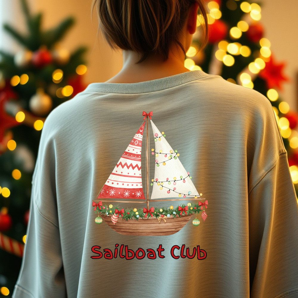 Christmas Sailboat Illustration Clipart PNG Watercolor Christmas Sailboats Nautical Christmas Ship 8