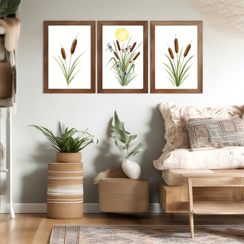 Cattail Grass Watercolor Clipart PNG Bundle Rustic Wetland Botanical Art Wild Grass Reeds Digital D 14