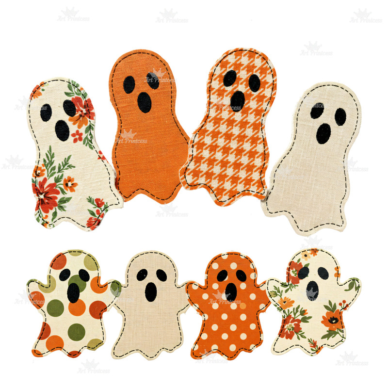 Fabric Ghosts PNG Clipart Bundle 30 Cute Spooky Halloween Fabric Texture Embroidery Ghosts TShirts 3