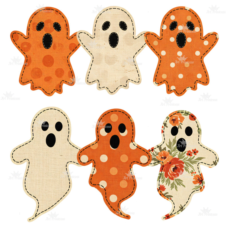 Fabric Ghosts PNG Clipart Bundle 30 Cute Spooky Halloween Fabric Texture Embroidery Ghosts TShirts 5