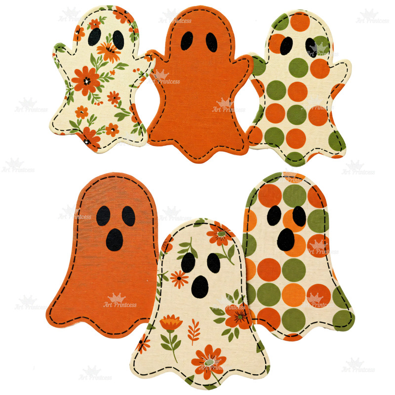 Fabric Ghosts PNG Clipart Bundle 30 Cute Spooky Halloween Fabric Texture Embroidery Ghosts TShirts 10