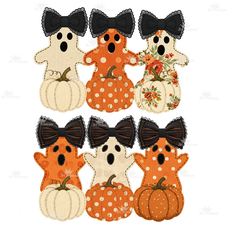 Coquette Ghost PNG Bundle Fabric Halloween Clipart Cute Spooky Printable Bow Ghost Shirt Design Aut 14