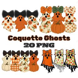 coquette ghost png bundle fabric halloween clipart cute spooky printable bow ghost shirt design autumn digital download