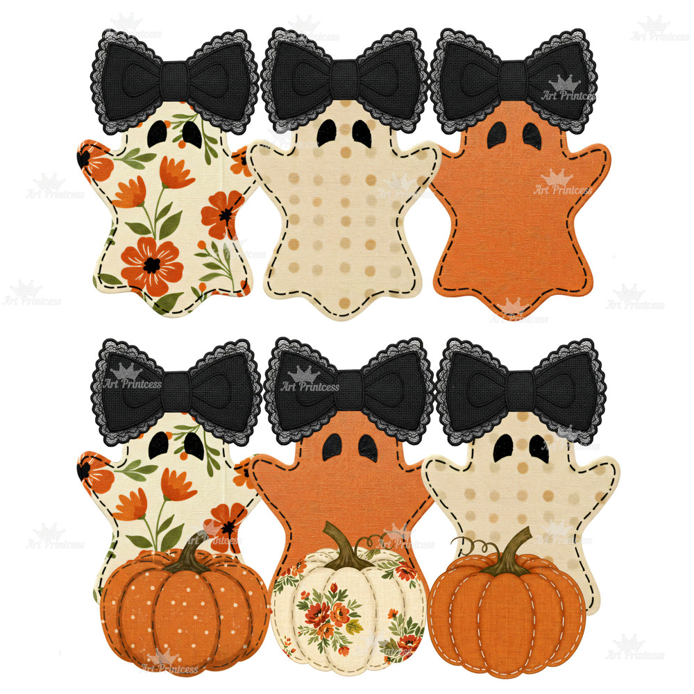 Coquette Ghost PNG Bundle Fabric Halloween Clipart Cute Spooky Sublimation Bow Ghost Shirt Digital