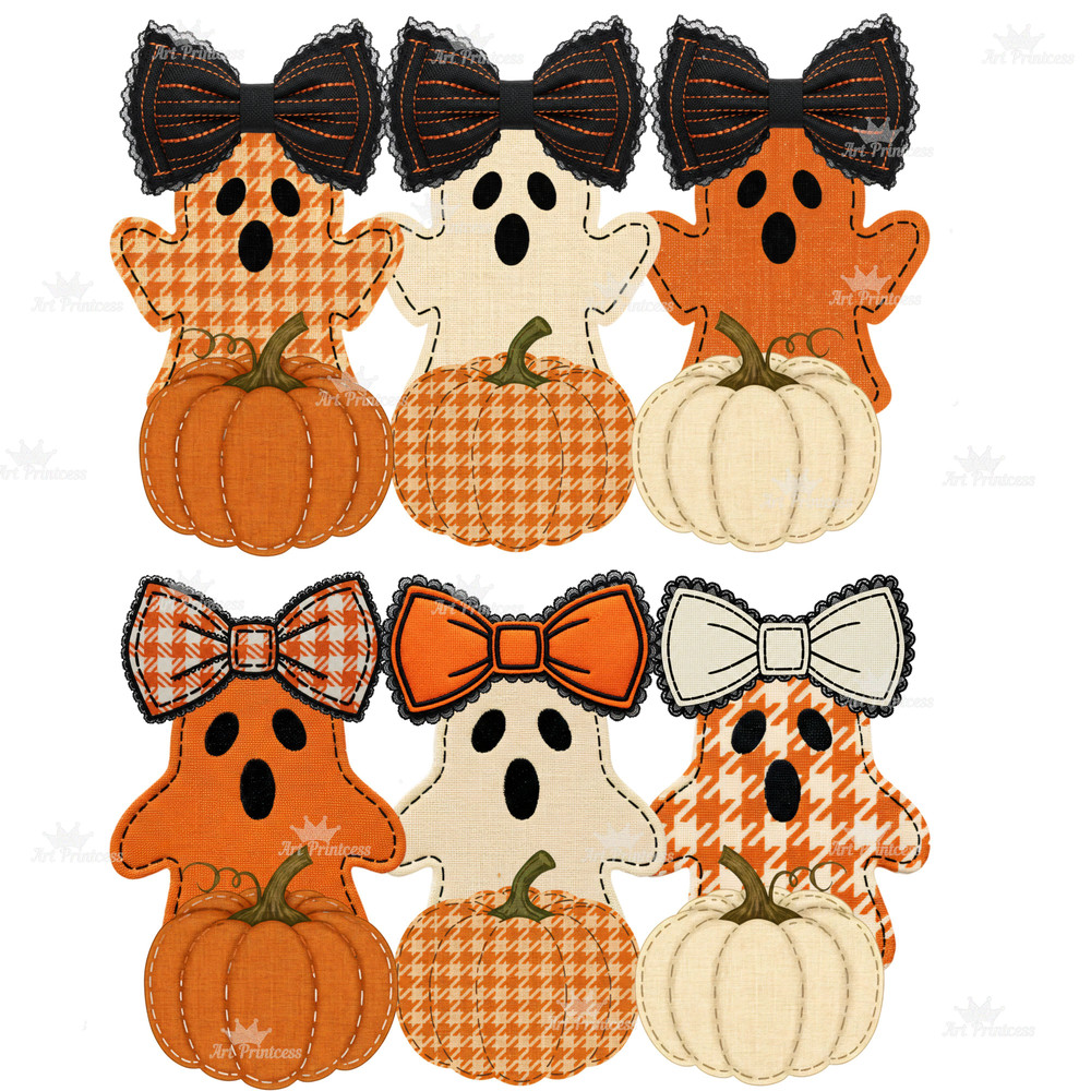 Coquette Ghost PNG Bundle Fabric Halloween Clipart Cute Spooky Sublimation Bow Ghost Shirt Digital