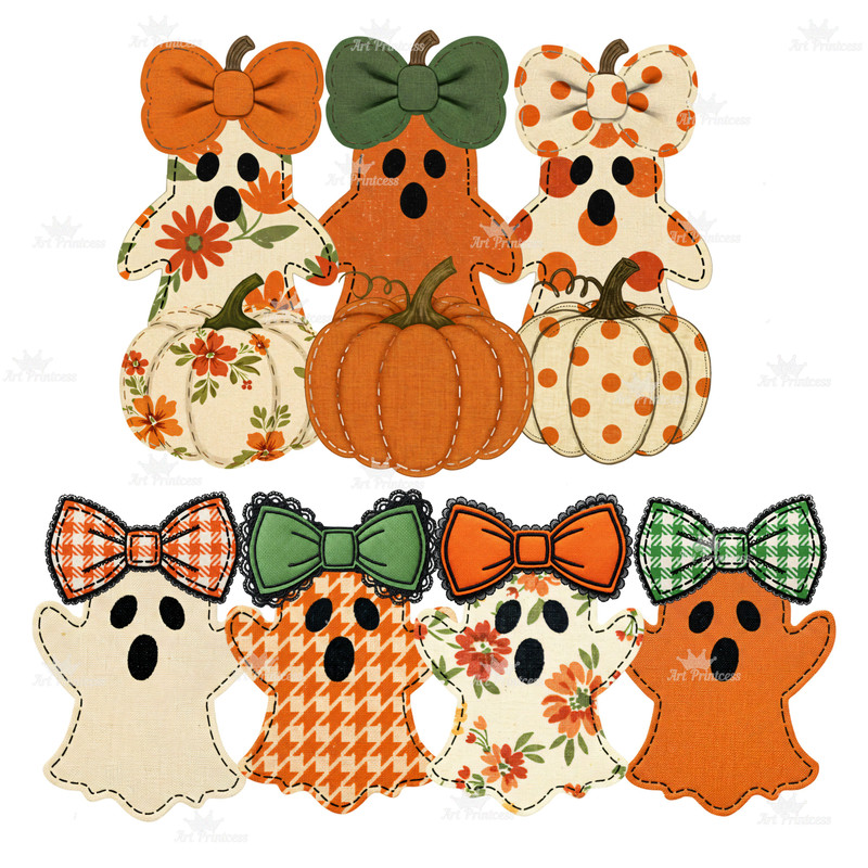Coquette Ghost PNG Bundle Fabric Halloween Clipart Cute Spooky Printable Bow Ghost Shirt Digital De 11
