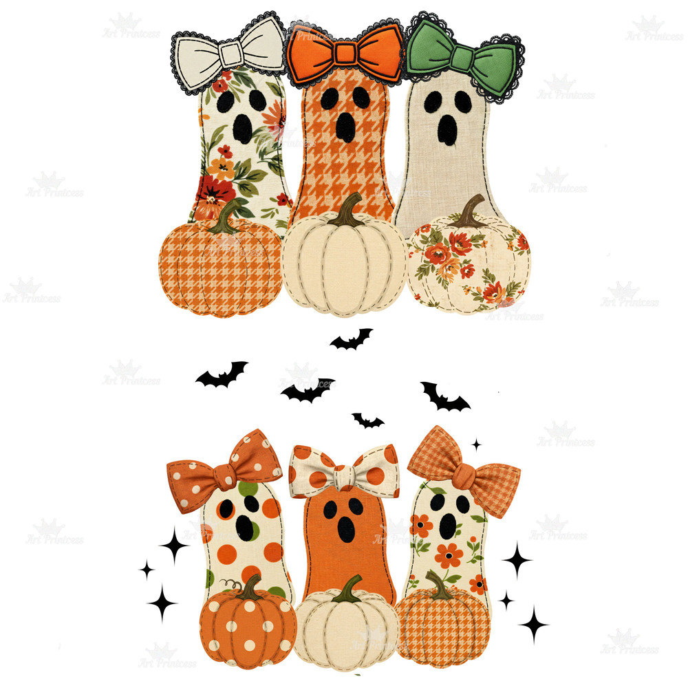 Coquette Ghost PNG Bundle Fabric Halloween Clipart Cute Spooky Printable Bow Ghost Shirt Digital De 5