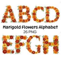 watercolor marigold alphabet png clipart october birth flower floral letters floral monogram design flower graphics