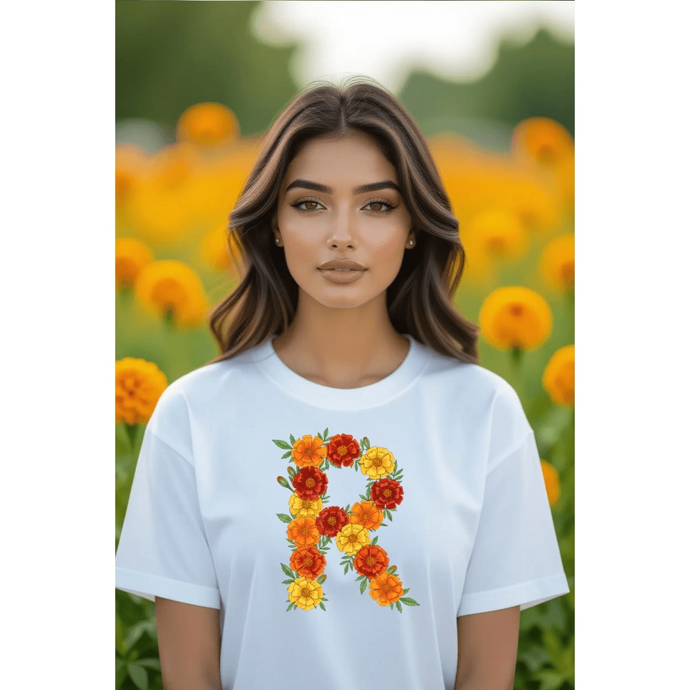 Watercolor Marigold Alphabet PNG Clipart October Birth Flower Floral Letters Floral Monogram Sublim 0