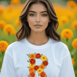 watercolor marigold alphabet png clipart october birth flower floral letters floral monogram sublimation design flower